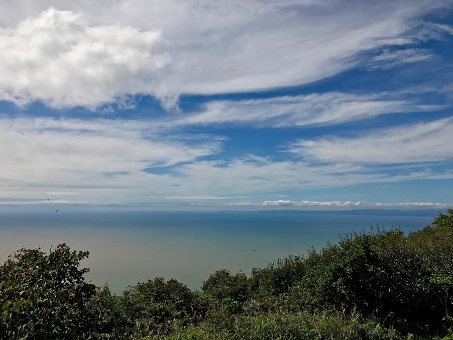 japan, yahiko, sky, sea, forest, cloud - sky, beauty in nature, HD wallpaper