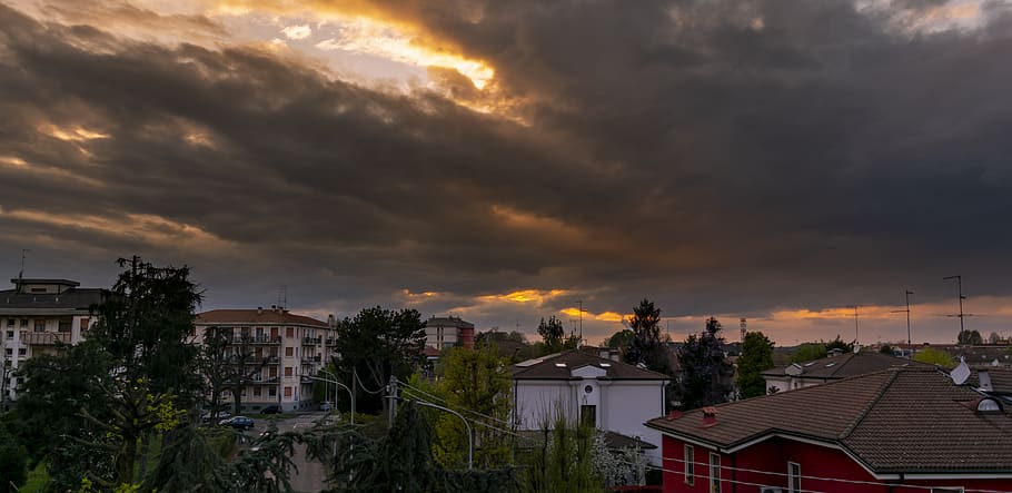sunset, sky, nature, sunrise, cloud - sky, architecture, built structure HD wallpaper