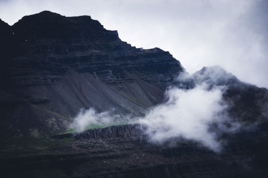 gray mountain, nature, outdoors, iceland, landscape, cloud, sky HD wallpaper
