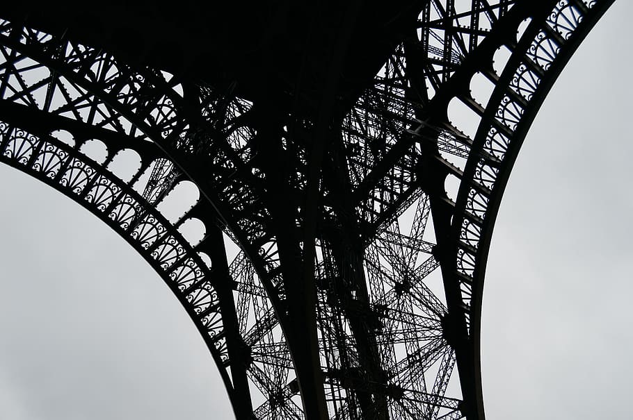 france, paris, tour eiffel, closeup, tower, sky, black, architecture, HD wallpaper