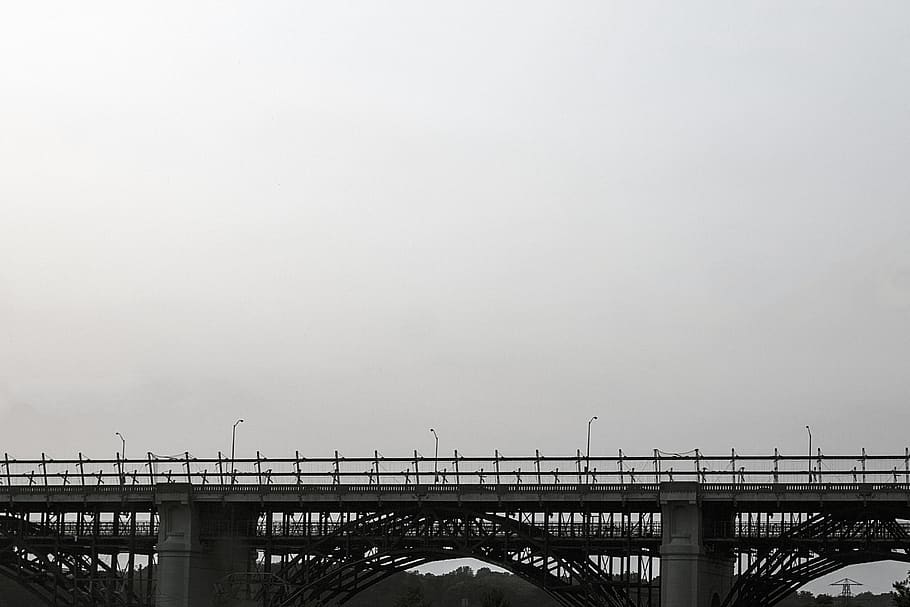 toronto, canada, sky, black, white, bridge, viaduct, forest HD wallpaper