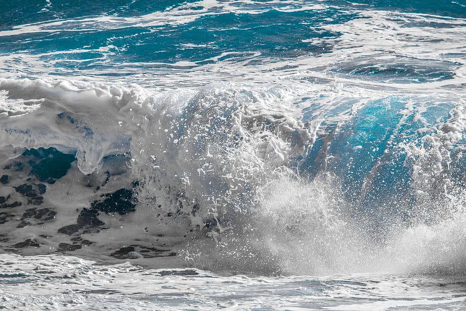 wave, splash, surf, water, sea, spray, foam, nature, ocean HD wallpaper