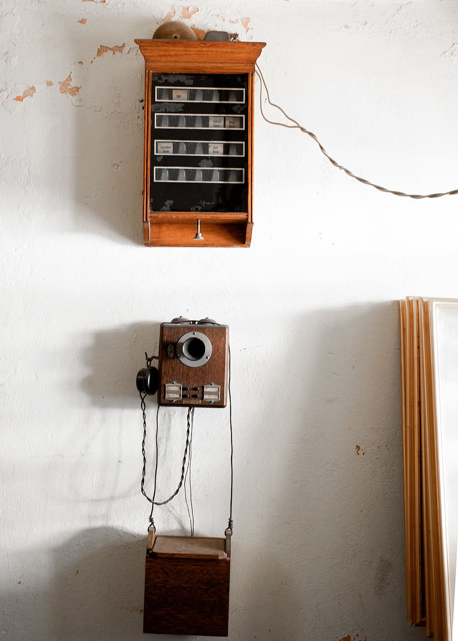antique, telephone, wall, telegraph, technology, communication, HD wallpaper