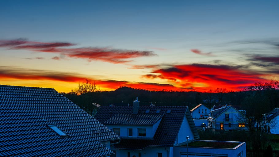 sunset, house, sky, architecture, built structure, building exterior HD wallpaper