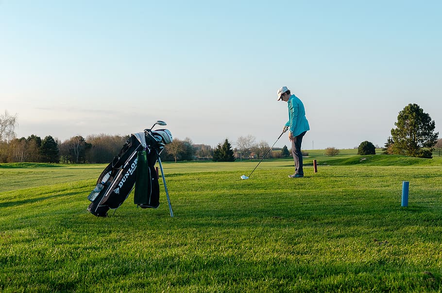 field, golf, green, grass, lawn, play, golfer, landscape, game HD wallpaper