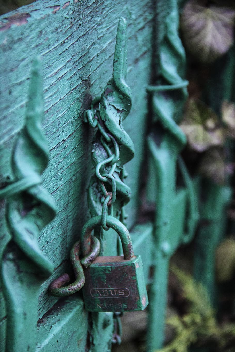 green, bluish, lock, gate, detail, closed, blue, metal, painted HD wallpaper