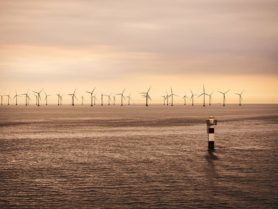 pinwheel, offshore, power generation, wind energy, windräder, HD wallpaper