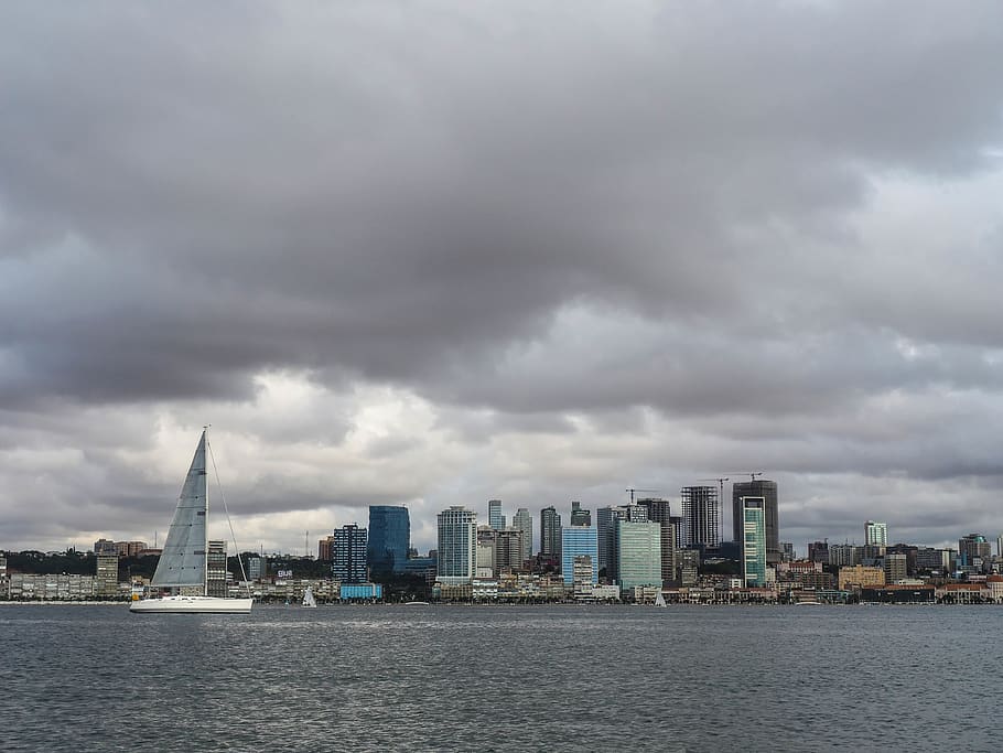 luanda, bay, boat, architecture, water, city, building exterior HD wallpaper