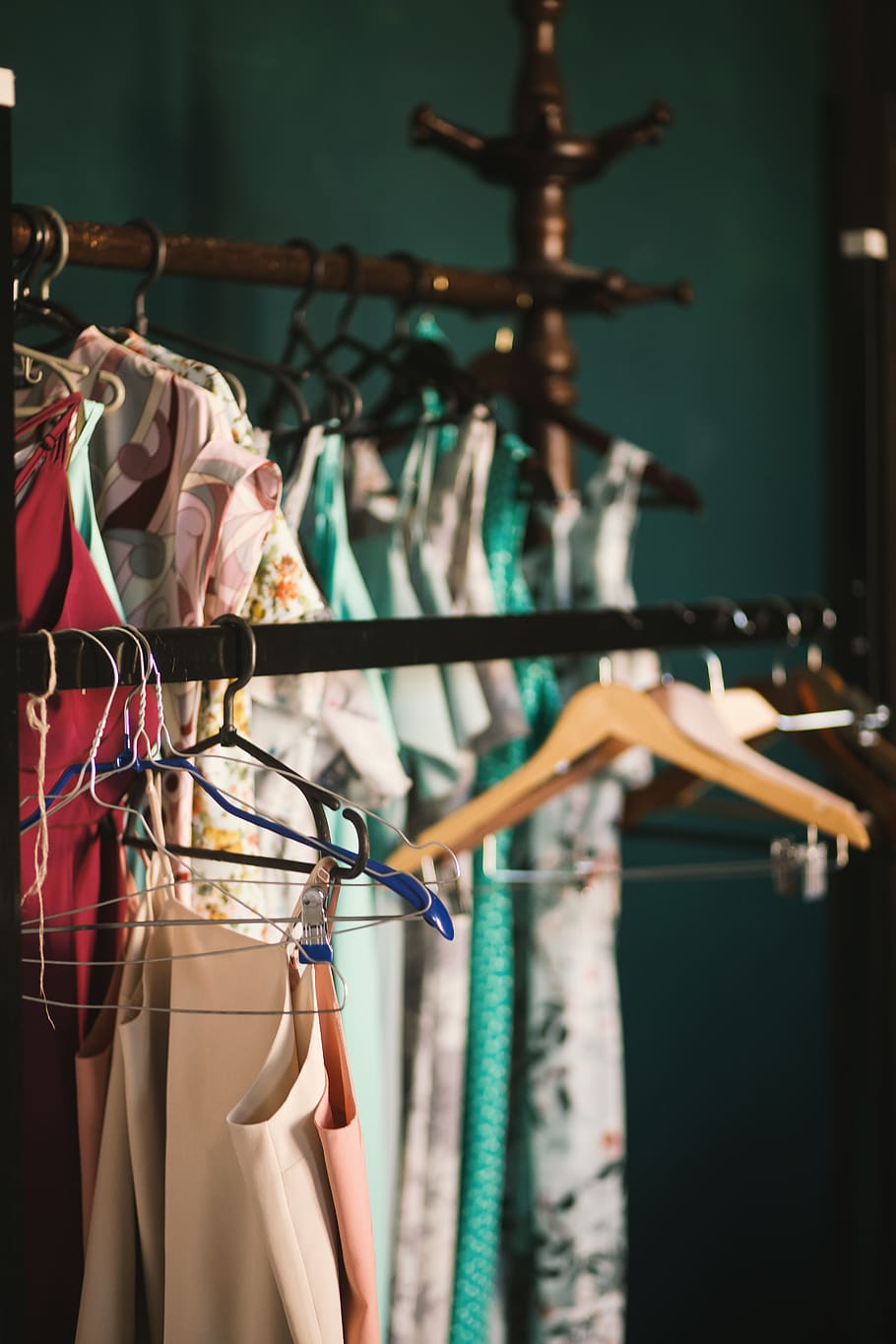 Clothes Hanger Hanged on Clothes Rack, closet, dress, fashion