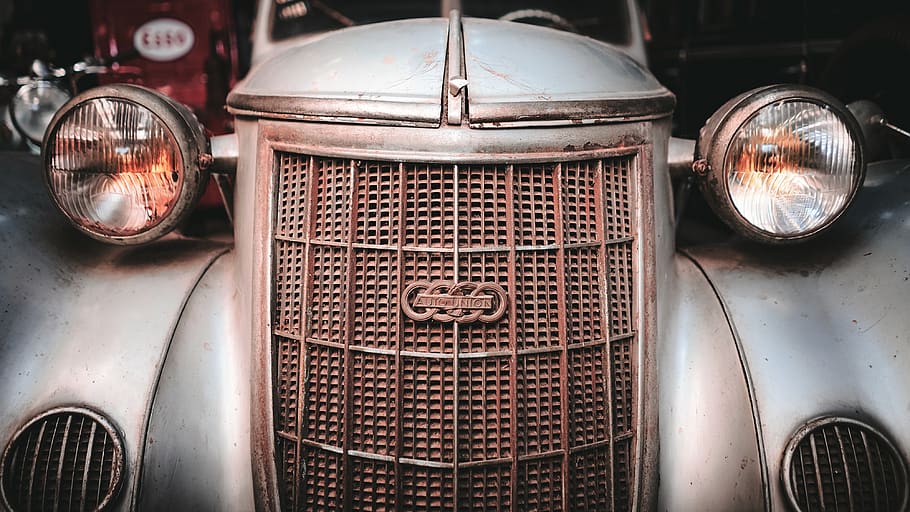 classic silver vehicle, headlight, retro styled, mode of transportation HD wallpaper