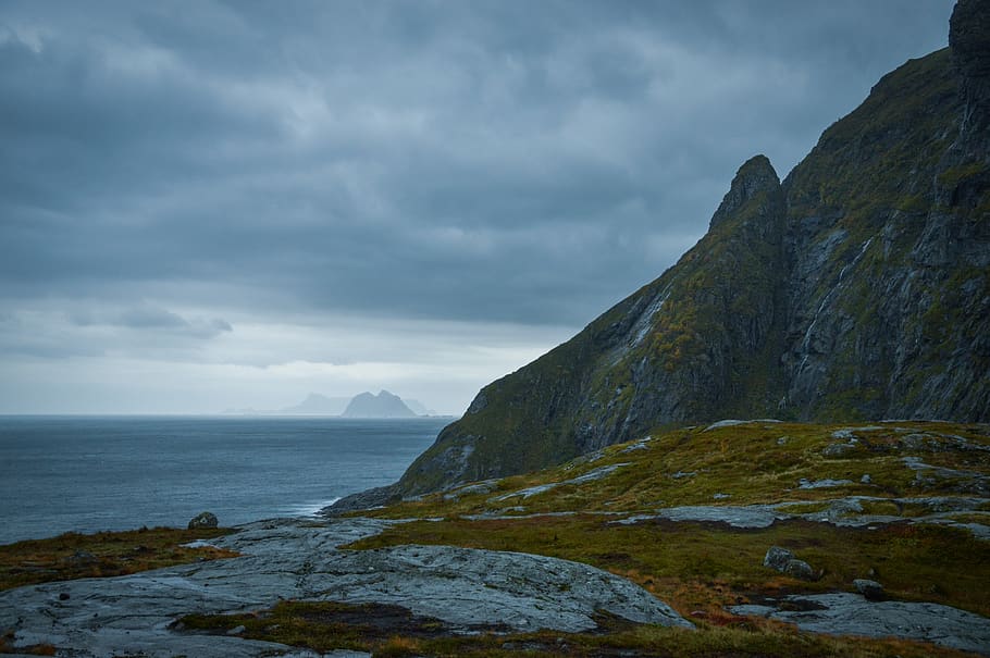 norway, å, cold, cliff, rock, sea, islands, lofoten, nature HD wallpaper