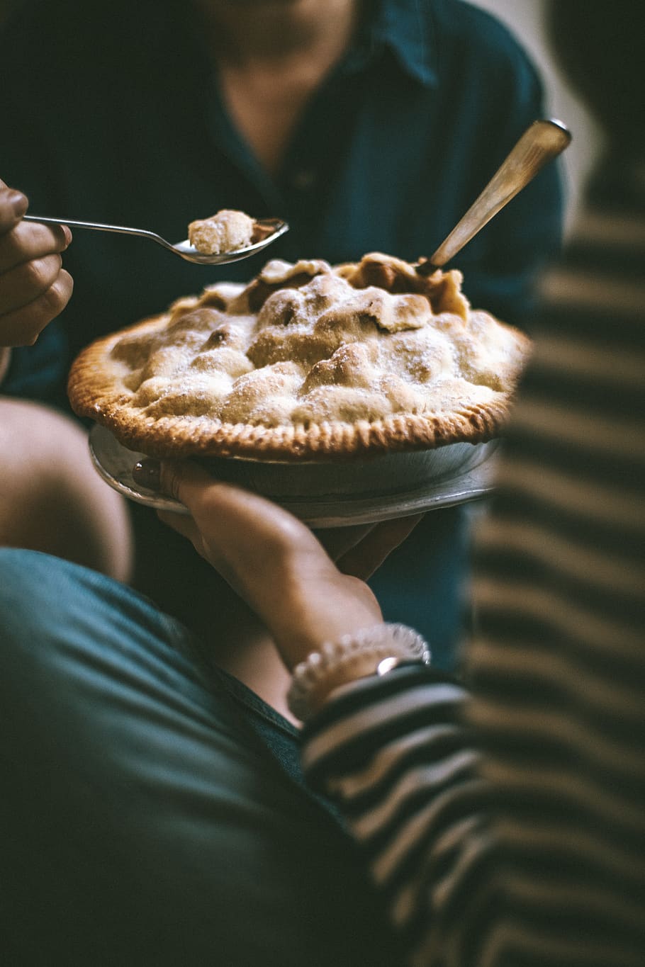 Person Holding Pie And Spoon, delicious, food, pastry, sweets HD wallpaper