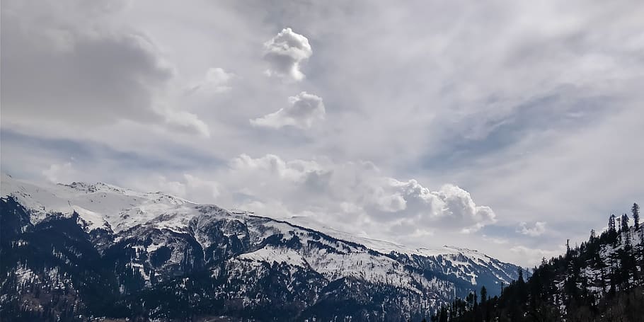 Mountain Under Cloudy Sky, adventure, altitude, clouds, cold HD wallpaper