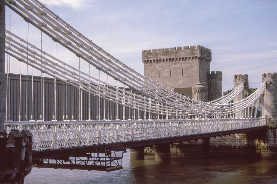white suspension bridge, architecture, built structure, connection HD wallpaper