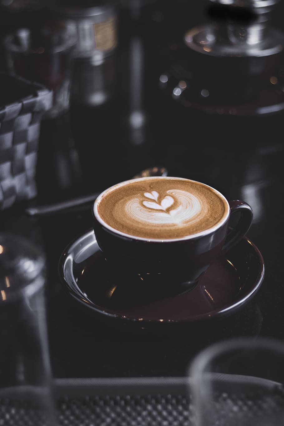 filled teacup with heart foam, coffee, drink, coffee - drink HD wallpaper