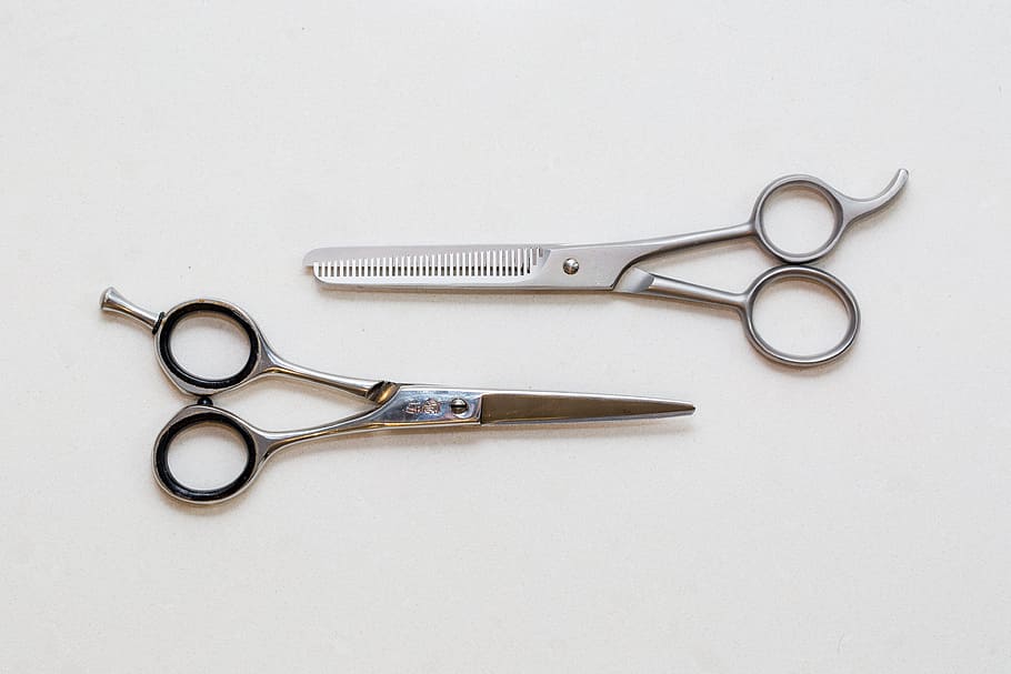 Hair Scissors On White Photo, Beauty, Haircut, Barbershop, metal