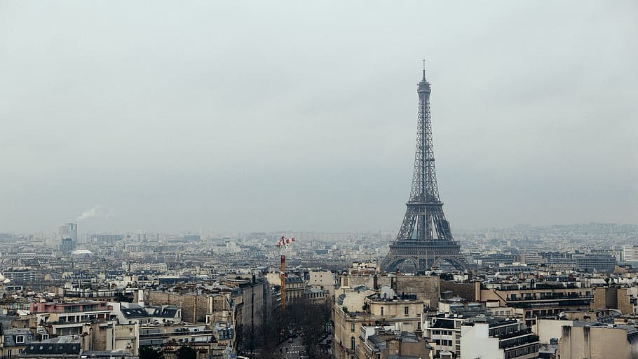 france, paris, l'arc de triomphe de l'etoile, cityscape, gloomy
