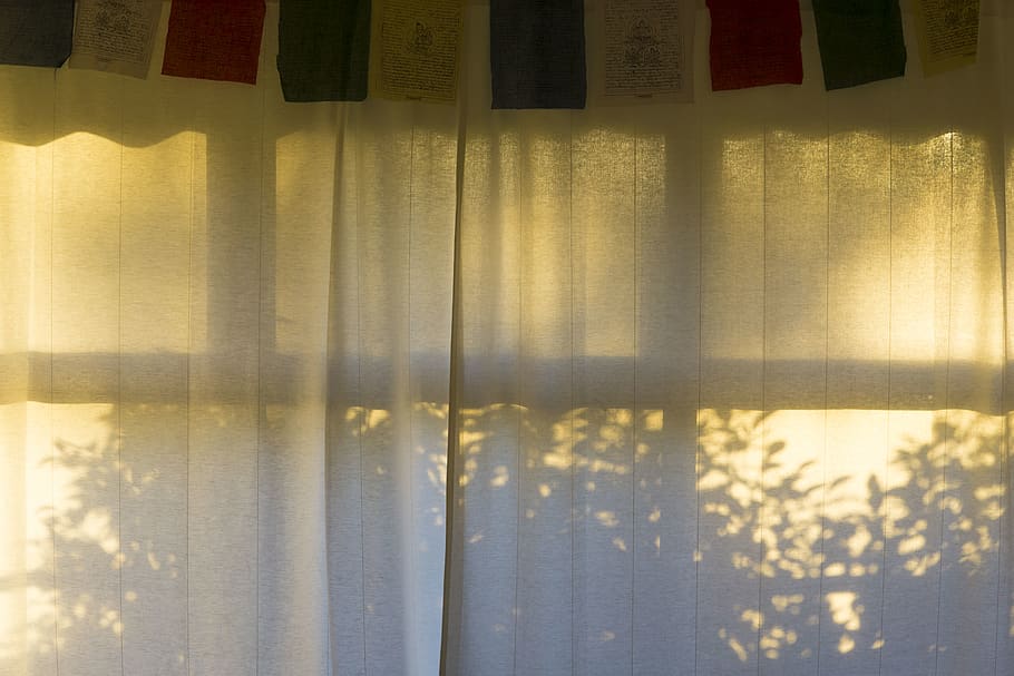 white curtain hanging on window, indoors, pattern, textile, no people HD wallpaper