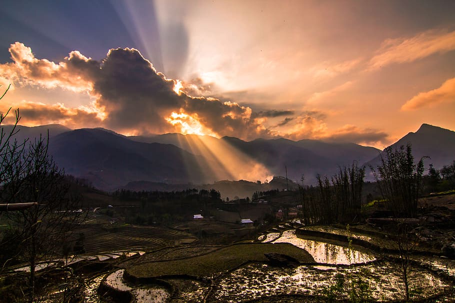 vietnam, tt. sa pa, light, cloud, mountain, sapa, god, sky, HD wallpaper
