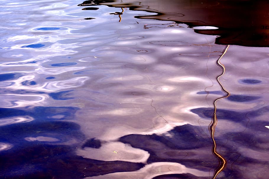 reflection, water reflection, sea, water surface, boat reflection, HD wallpaper