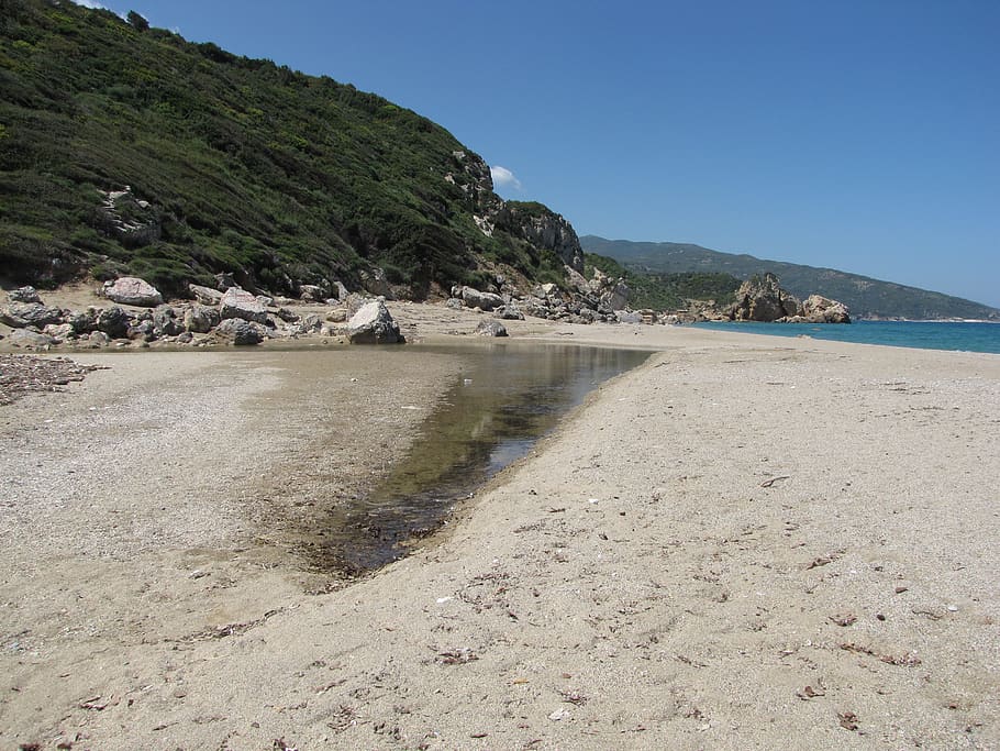 seashore, water, beach, land, mountain, scenics - nature, beauty in nature HD wallpaper
