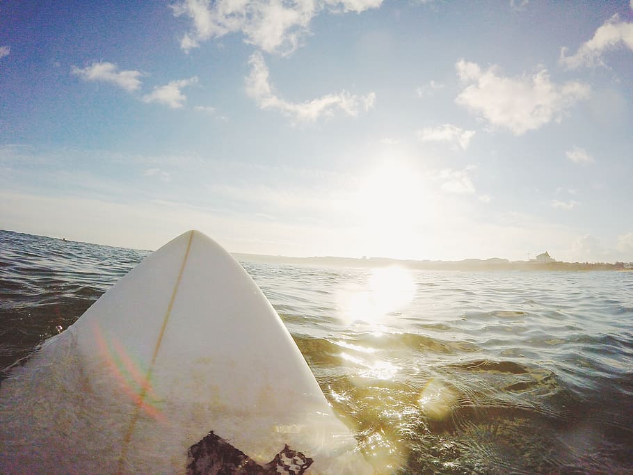 person riding a surfboard, sky, water, sea, nature, cloud - sky HD wallpaper