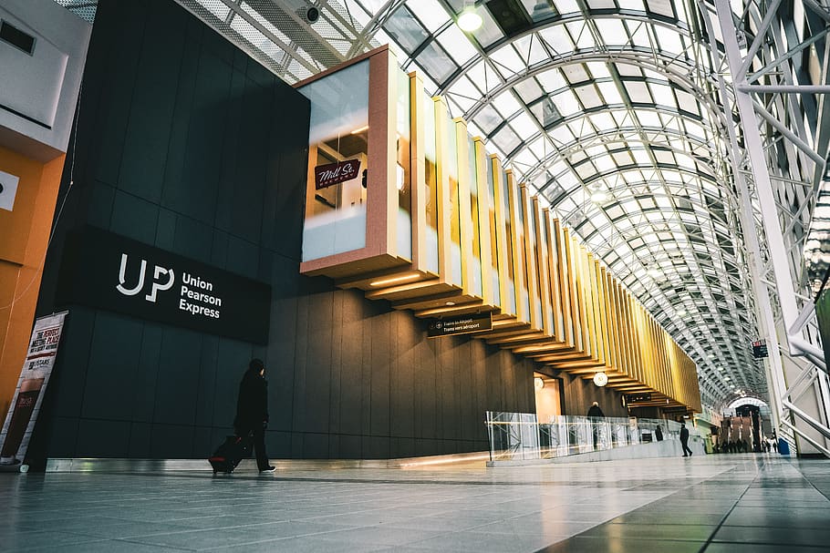 person standing inside the building, architecture, human, convention center, HD wallpaper