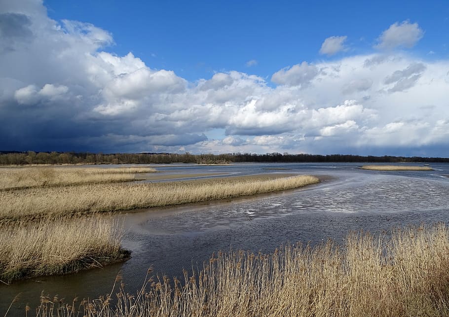 waters, nature, sky, landscape, lake, bank, storm, spring, mood HD wallpaper