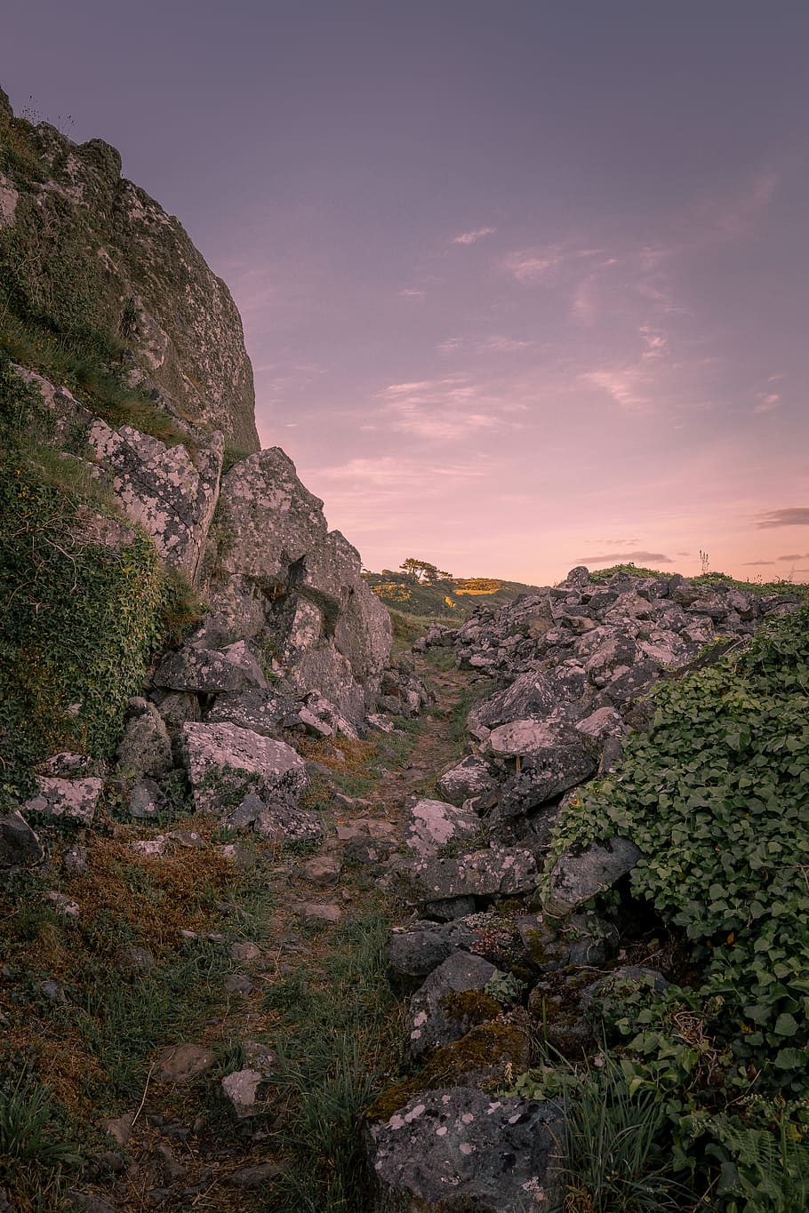 Photo of Rocks Near Pathway, dawn, dusk, environment, grass, idyllic HD wallpaper