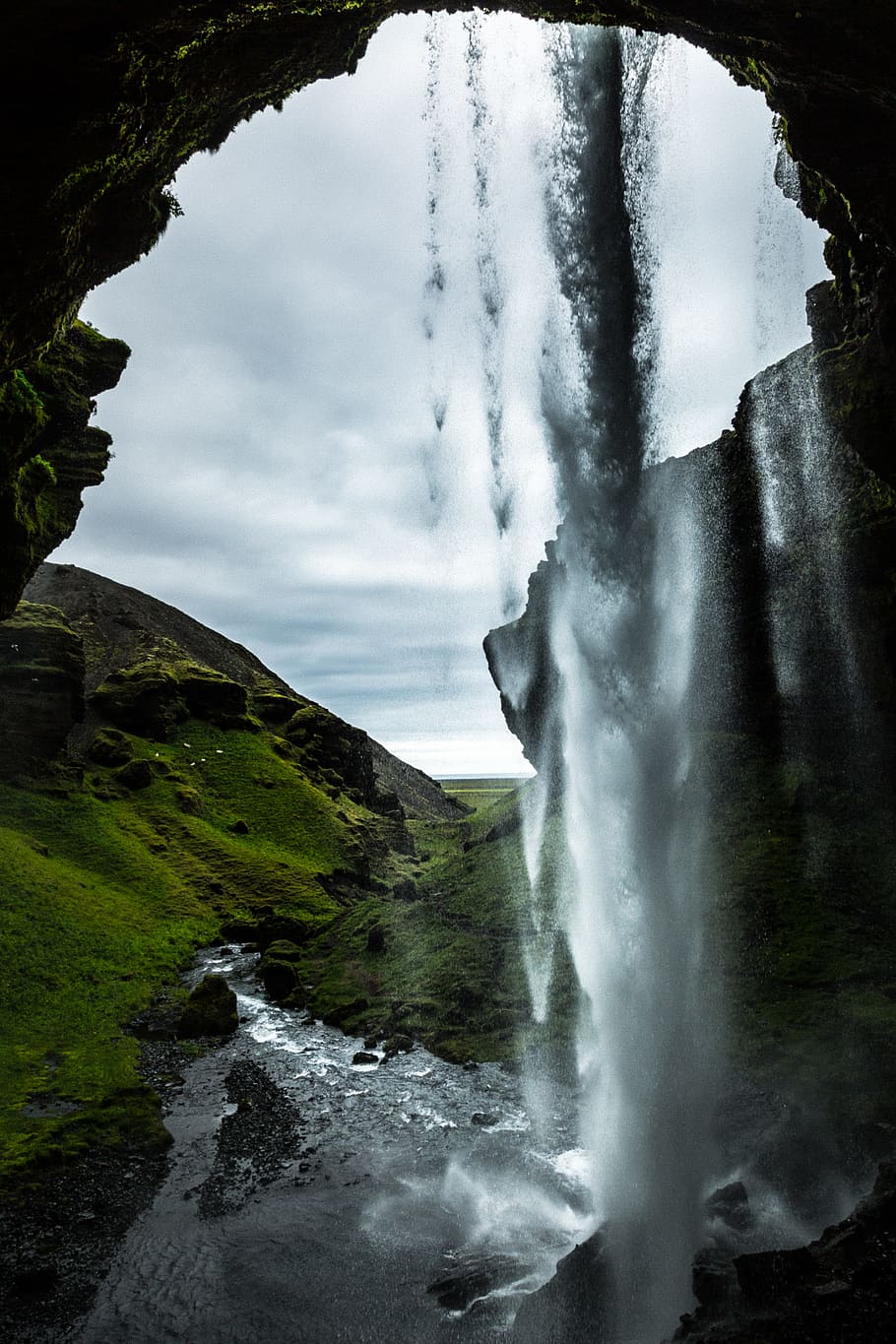 long angle photo of waterfalls, iceland, dramatic, sky, nature HD wallpaper