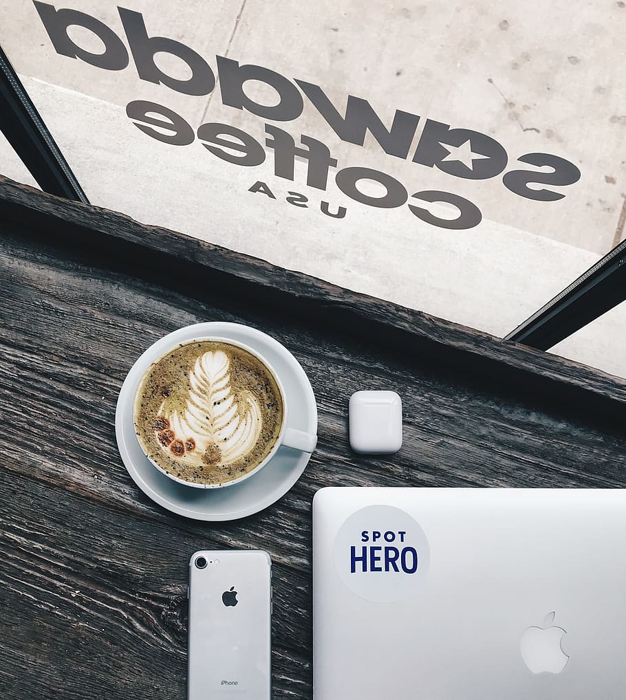 sawada, coffee, apple, latte, airpods, iphone, macbook, spothero HD wallpaper