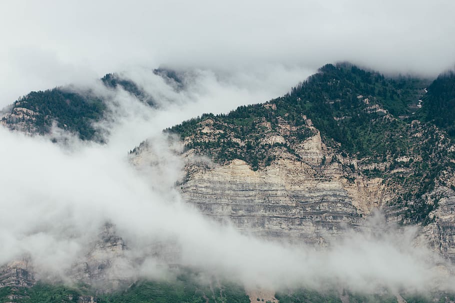 nature, landscape, mountains, summit, peaks, sky, horizon, clouds HD wallpaper