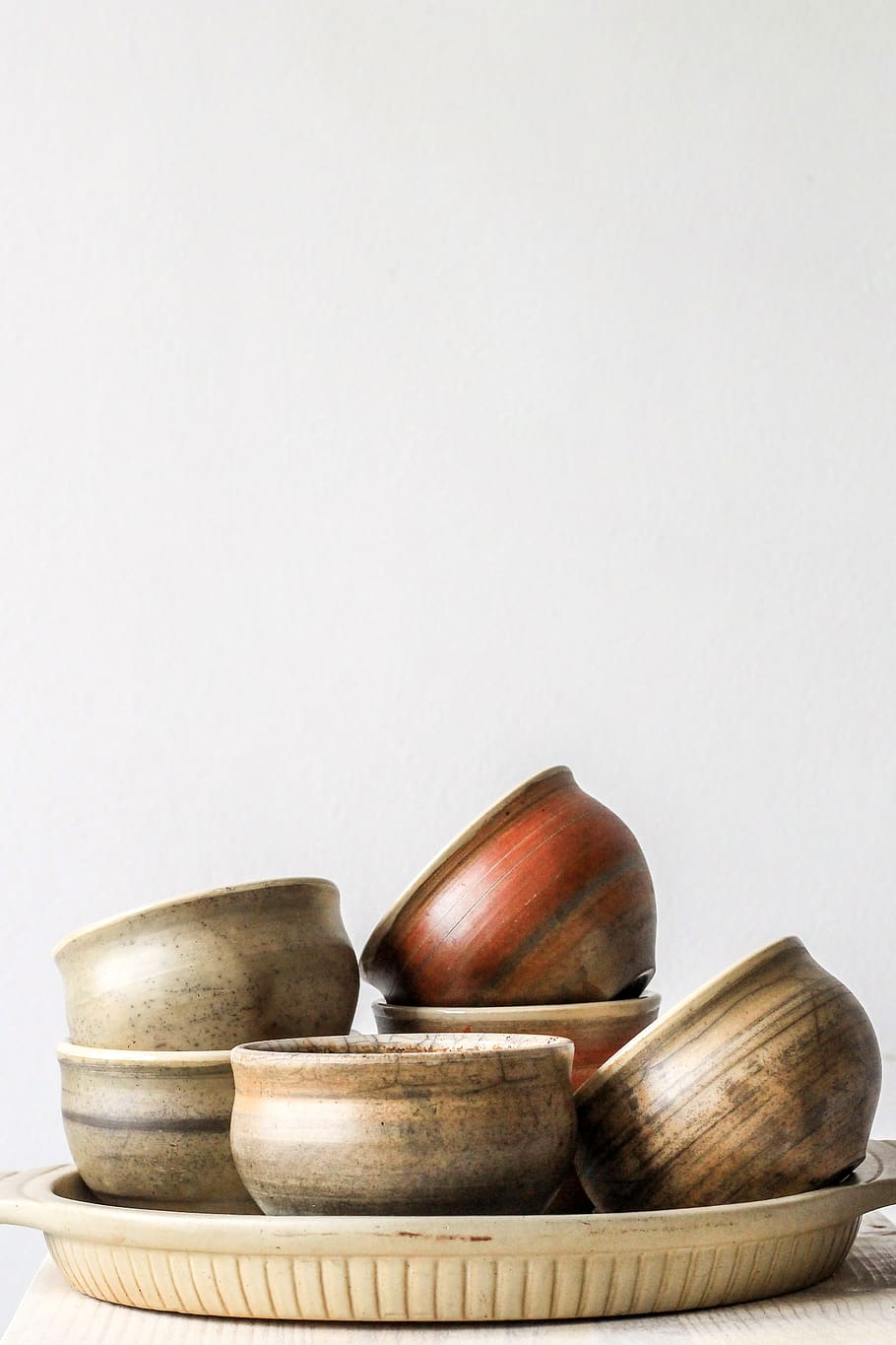 assorted-color cup lot, bowl, pottery, soup bowl, plant, sphere HD wallpaper