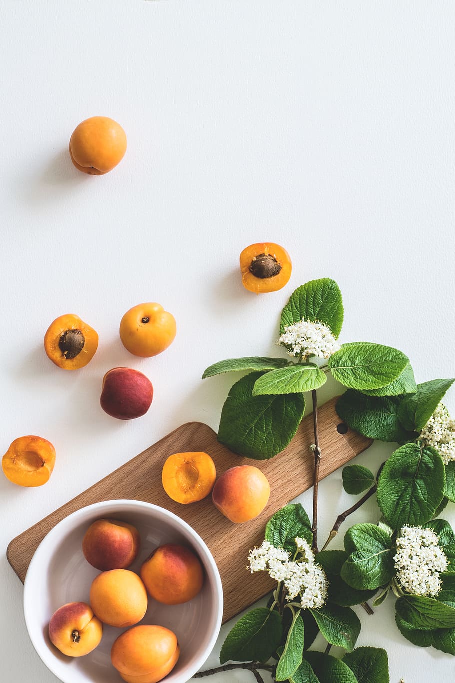 fruit, food, apricot, leaf, healthy, background, peach, elder HD wallpaper