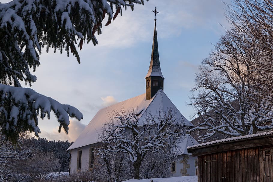 chappeli, grenchen, chapel, winter, church, wintry, architecture HD wallpaper