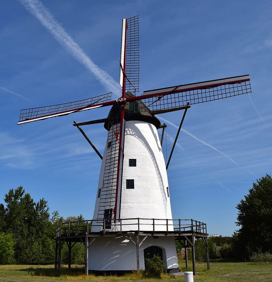 village, windmill, production, electricity, tower, renewable energy HD wallpaper
