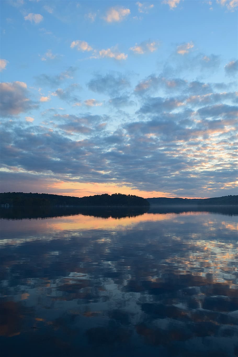 lake, sunset, landscape, reflection, panoramic, nature, evening HD wallpaper
