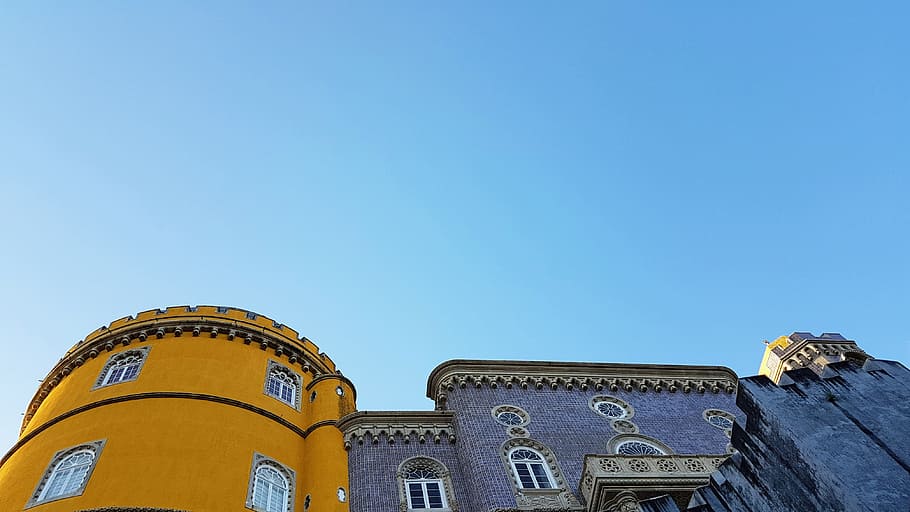 Yellow and Gray Concrete House, architecture, building, castle HD wallpaper