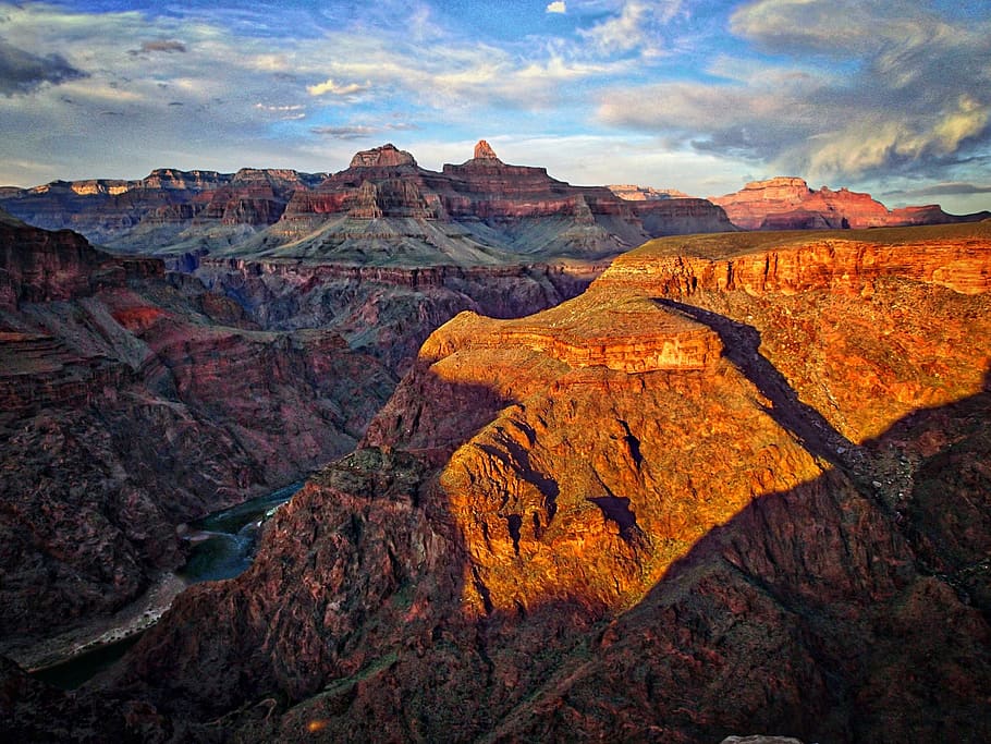 Aerial Photography of Rock Formations, canyon, clouds, daylight HD wallpaper