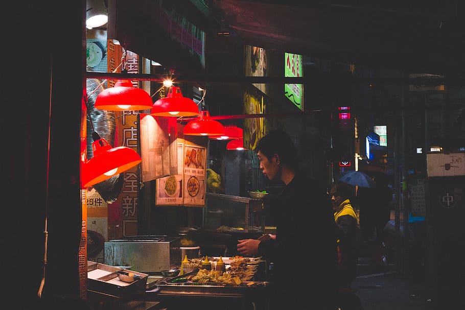 hong kong, illuminated, night, retail, real people, lighting equipment HD wallpaper