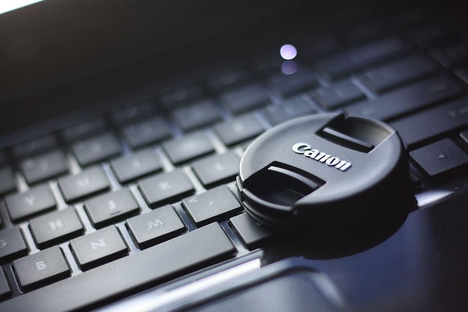 Black Canon Zoom Lens Cover, blur, close-up, contemporary, device HD wallpaper