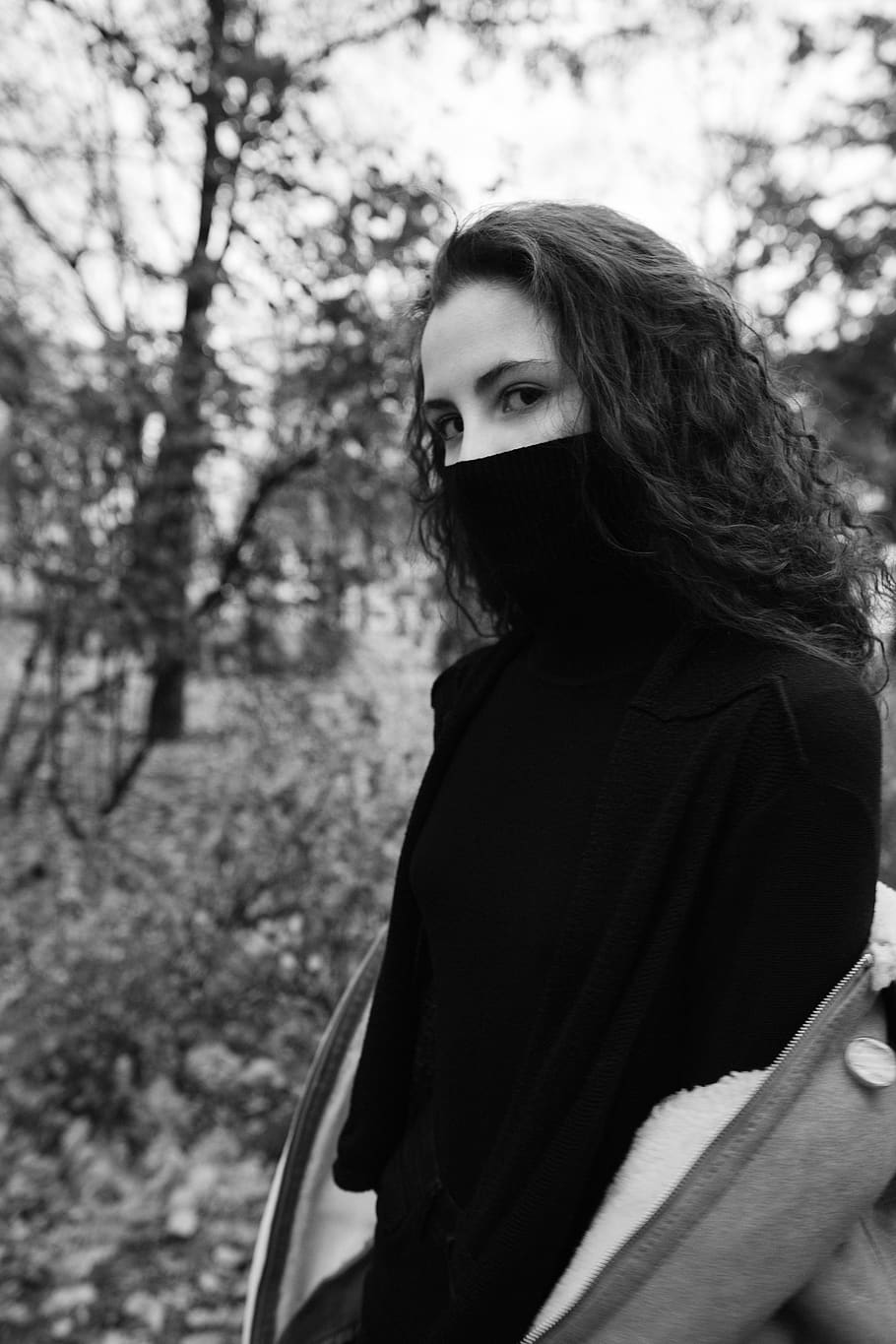 fashion, black, white, time, fall, curly, one person, young adult HD wallpaper
