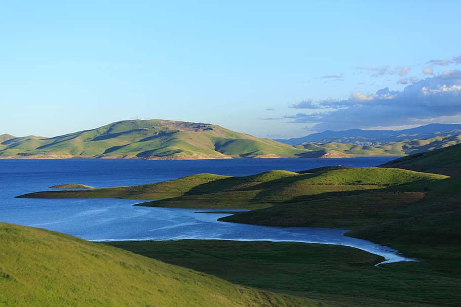 lake, landscape, sky, scenics - nature, tranquil scene, beauty in nature HD wallpaper