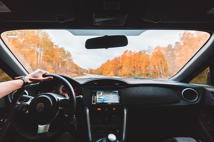 black and grey car steering wheel, mode of transportation, vehicle interior HD wallpaper