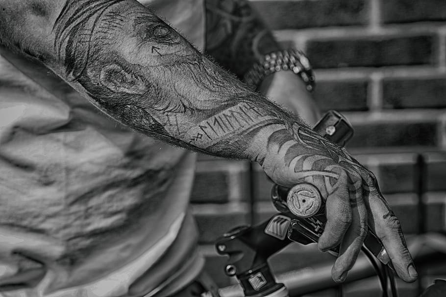 arm, hand, bike, steering wheel, tattoo, adult, men, human body part HD wallpaper