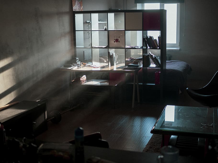 desk beside cubby shelf during daytime, indoors, window, table HD wallpaper