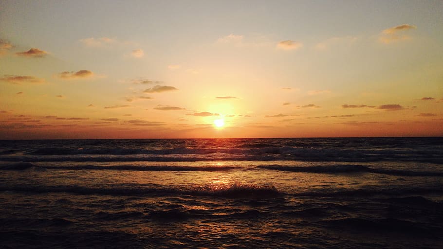 israel, ma'agan michael, sky, sunset, water, sea, scenics - nature HD wallpaper