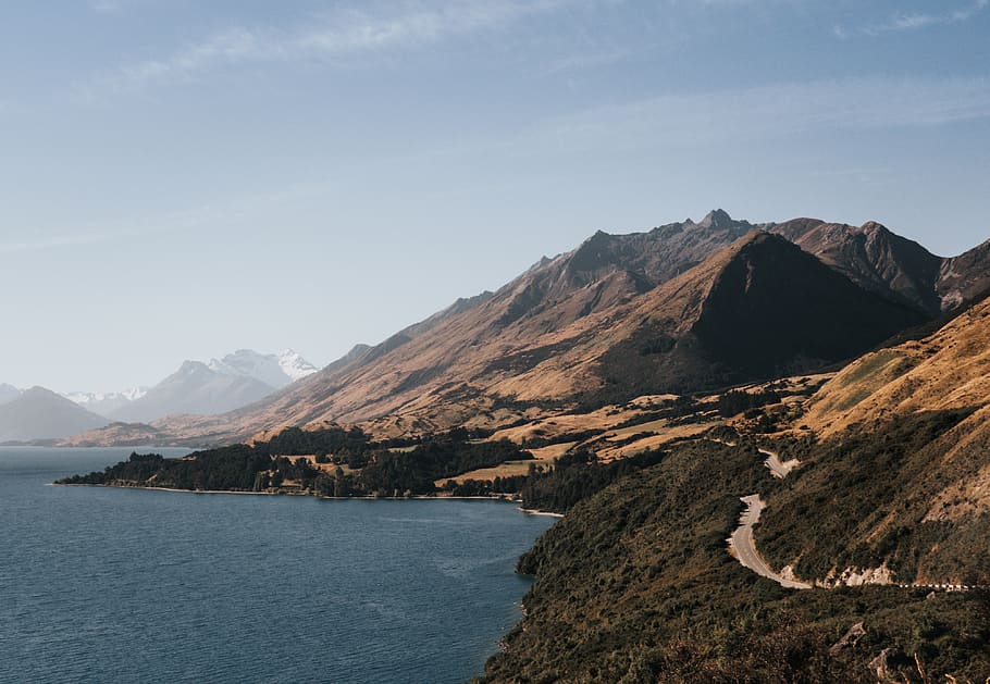 background, wallpaper, travel, winding, new zealand, clear sky HD wallpaper