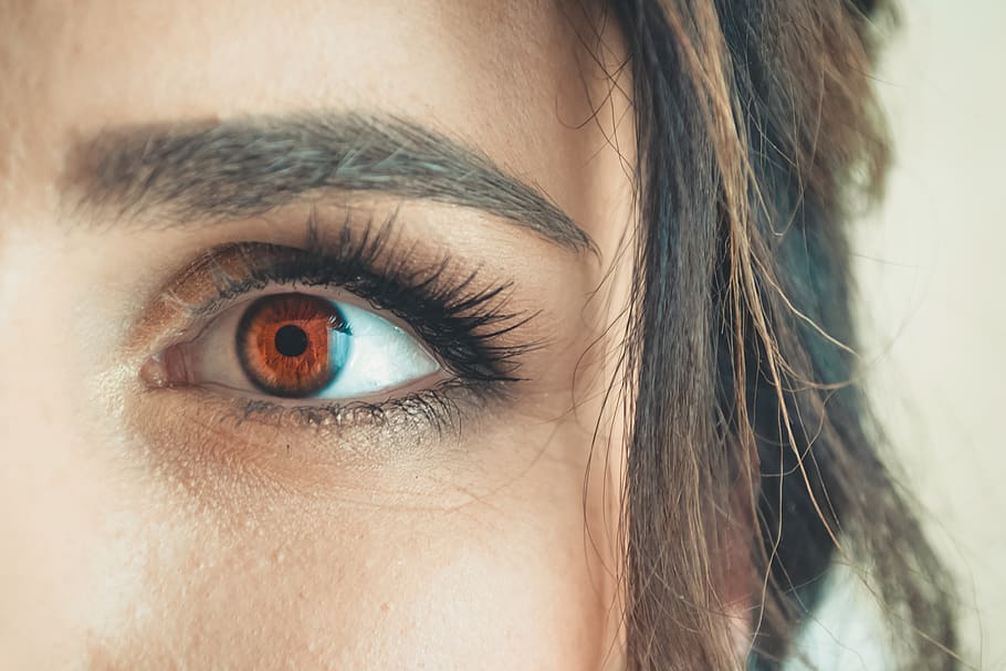 woman's left brown eye, contact lens, ukraine, falysh, person