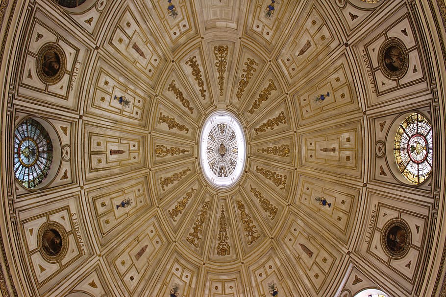roof, ceiling, pattern, directly below, indoors, no people HD wallpaper